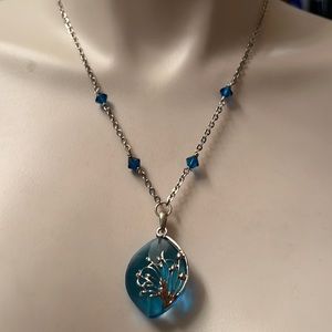 Blue Glass Swarovski Crystals Necklace